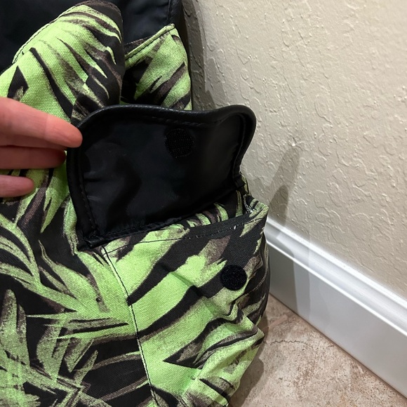 BOGO ☀️ Canvas Hurley Backpack in Bright Green Tropical Print - Picture 7 of 14